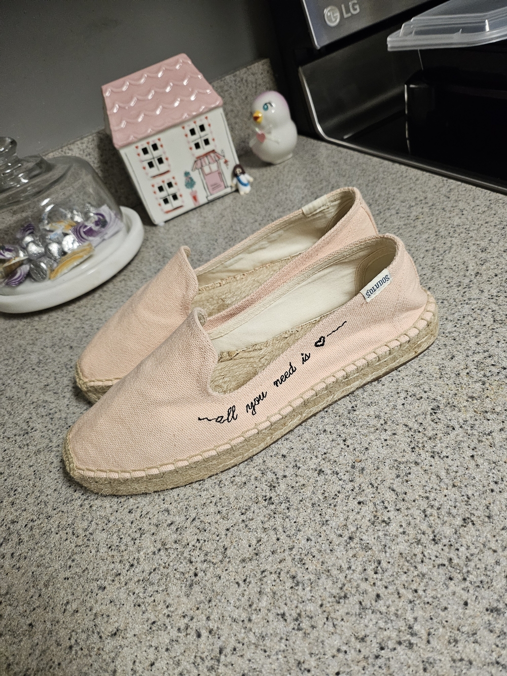 Soludos Pink Canvas Espadrille Flats with Jute Sole